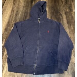 Polo Ralph Lauren Kids Full Zip Hoodie Navy Blue Red Pony Logo Size‎ L (14-16)